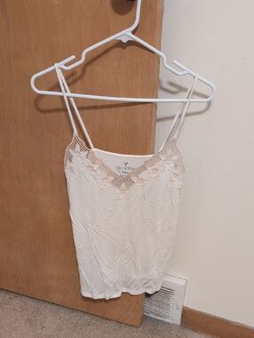 American Eagle Outfitters Cream Lace-Trim Spaghetti Strap Camisole